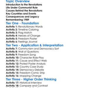 Revolutions In Eastern Europe 1989 Worksheet Activity Booklet