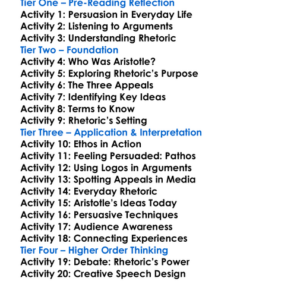 Rhetoric Aristotle Worksheet Activity Booklet