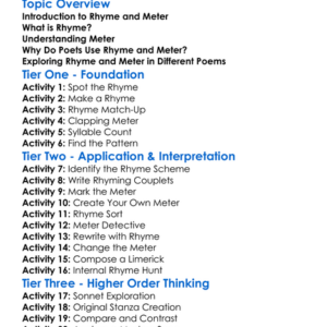 Rhyme And Meter Worksheet Activity Booklet