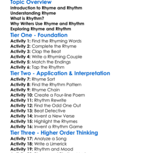Rhyme And Rhythm Worksheet Activity Booklet