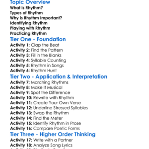 Rhythm In Literature Worksheet Activity Booklet