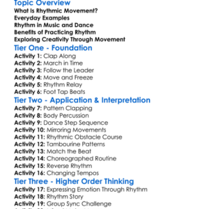 Rhythmic Movement Worksheet Activity Booklet