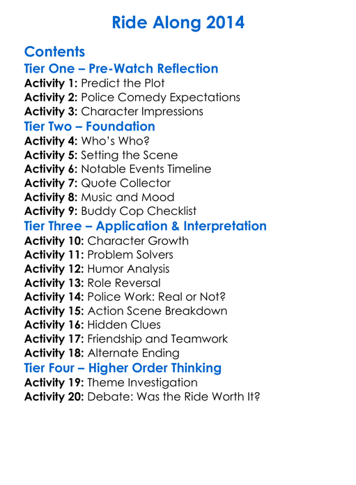 Ride Along 2014 Worksheet Activity Booklet