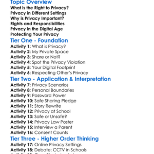 Right To Privacy Worksheet Activity Booklet