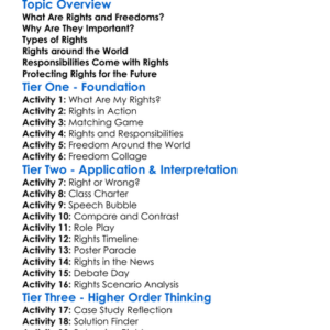 Rights And Freedoms Worksheet Activity Booklet
