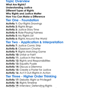 Rights And Justice Worksheet Activity Booklet