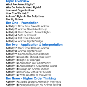 Rights Of Animals Worksheet Activity Booklet