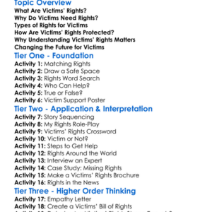 Rights Of Victims Worksheet Activity Booklet