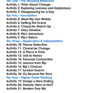 Rip Van Winkle Washington Irving Worksheet Activity Booklet