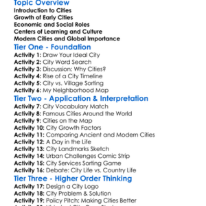 Rise And Importance Of Cities Worksheet Activity Booklet