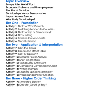 Rise Of Dictators Across Europe Worksheet Activity Booklet