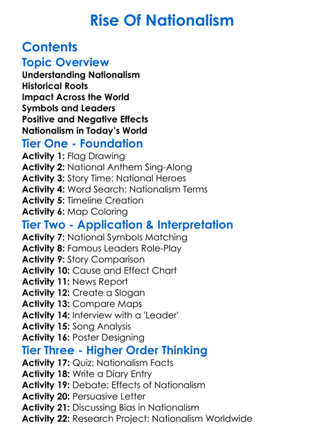 Rise Of Nationalism Worksheet Activity Booklet