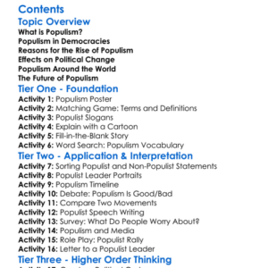 Rise Of Populism And Political Change Worksheet Activity Booklet