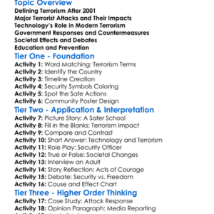 Rise Of Terrorism Post-2001 Worksheet Activity Booklet