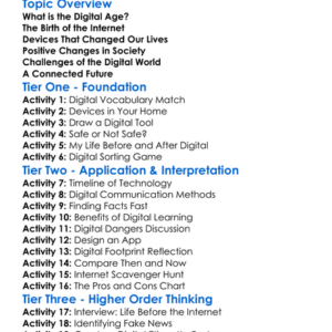 Rise Of The Digital Age Worksheet Activity Booklet