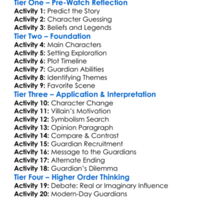 Rise Of The Guardians Worksheet Activity Booklet