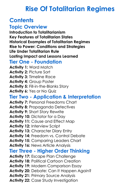 Rise Of Totalitarian Regimes Worksheet Activity Booklet