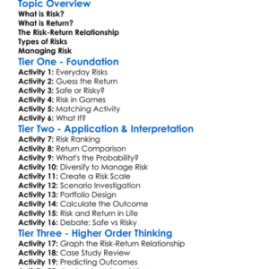 Risk And Return Worksheet Activity Booklet