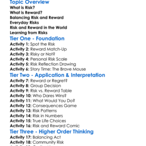 Risk And Reward Worksheet Activity Booklet