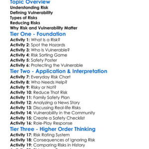 Risk And Vulnerability Worksheet Activity Booklet