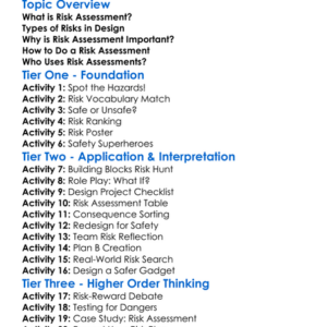 Risk Assessment In Design Projects Worksheet Activity Booklet