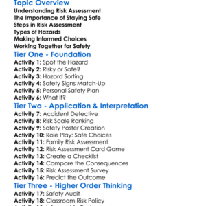 Risk Assessment Worksheet Activity Booklet
