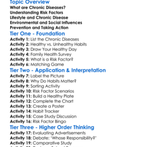 Risk Factors For Chronic Diseases Worksheet Activity Booklet