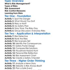 Risk Management Worksheet Activity Booklet