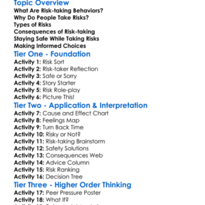 Risk-Taking Behaviors Worksheet Activity Booklet