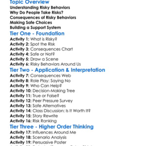 Risky Behaviors And Consequences Worksheet Activity Booklet