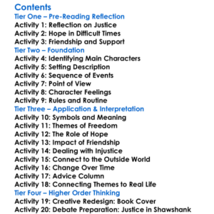 Rita Hayworth And Shawshank Redemption Stephen King Worksheet Activity Booklet