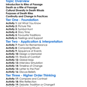 Rites Of Passage Death Worksheet Activity Booklet