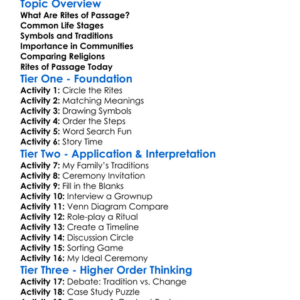 Rites Of Passage In Religion Worksheet Activity Booklet