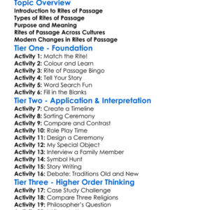 Rites Of Passage In Religions Worksheet Activity Booklet