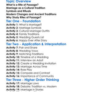 Rites Of Passage Marriage Worksheet Activity Booklet