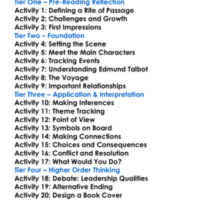 Rites Of Passage William Golding Worksheet Activity Booklet