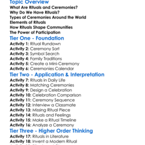 Ritual And Ceremony Worksheet Activity Booklet