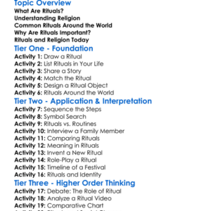 Ritual And Religion Worksheet Activity Booklet
