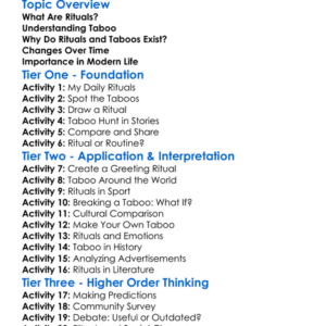 Ritual And Taboo Worksheet Activity Booklet