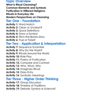 Ritual Cleansing And Purification Worksheet Activity Booklet