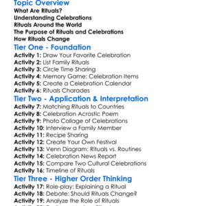 Rituals And Celebrations Worksheet Activity Booklet