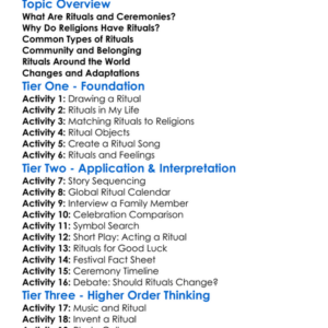 Rituals And Ceremonies In Religions Worksheet Activity Booklet