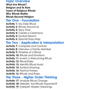 Rituals And Religion Worksheet Activity Booklet