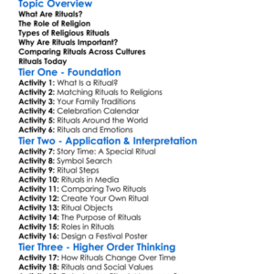 Rituals And Religious Beliefs Worksheet Activity Booklet