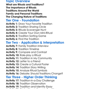 Rituals And Traditions Worksheet Activity Booklet