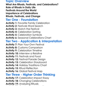 Rituals Festivals And Celebrations Worksheet Activity Booklet