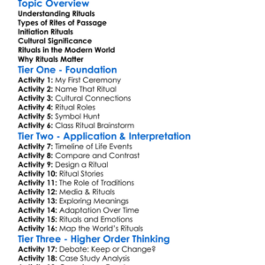 Rituals Of Initiation And Passage Worksheet Activity Booklet