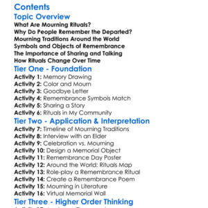 Rituals Of Mourning And Remembrance Worksheet Activity Booklet