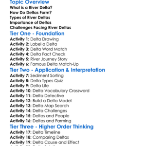 River Deltas Worksheet Activity Booklet