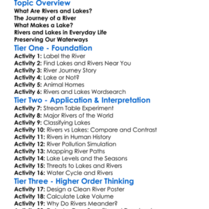 Rivers And Lakes Worksheet Activity Booklet